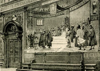 Os frescos da Sala Grande do Palácio dos Barnabitas, de Elia Bonci (1866-1953), Macerata, Marche, Itália
