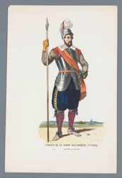 Pikeman da Guarda Holandesa. (século XVII.) sob o Príncipe Maurice (título sobre o objecto)