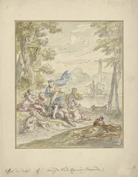 Desenho para uma pintura de sala com Armida e Rinaldo
