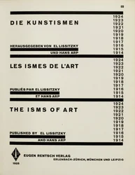 Página de rosto: Os Artismos. Os ismos de arte de El Lissitzky e Hans Arp, 1925.
