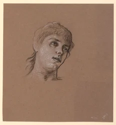 Desenho, Esboço de retrato de uma jovem rapariga, ca. 1885