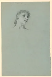 Desenho, Estudo de uma rapariga, ca. 1885