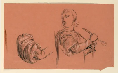 Desenho, pormenores de estudo de figura, ca. 1885