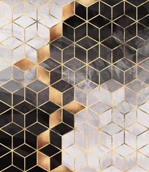 Cubos de mármore dourado abstratos