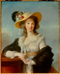 Retrato de Yolande Gabrielle Martine de Polastron, duquesa de Polignac (1749-1793), com chapéu de palha, 1782, 0,92 x 0,73 m