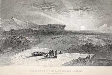 Olhe para fora do cabo George Russell, ilustração de "a segunda expedição de Grinnell na busca de Sir John Franklin ...", 1856
