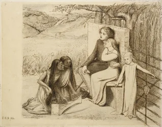 Dois amantes, 1854 (caneta e tinta marrom em papel off-white)