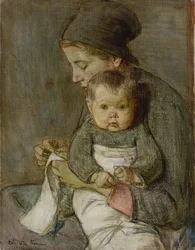 Mãe e Bebé (óleo sobre tela)