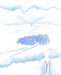 Uma pessoa em crise é sábia se se voltar para o Pai do Céu e acreditar no seu amor, 2005 (aguarela sobre papel)