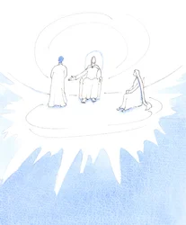 Uma pessoa que morre, e que está pronta para o Céu, muda-se para o coração da Santíssima Trindade, para viver em felicidade e realização Eterna, 2005 (aguarela sobre papel)