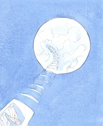 Um astronauta que olha para trás, para a terra que deixou, pode ver as coisas na sua perspetiva correta, vendo o que era importante para o voo e o que causava preocupações desnecessárias, 2005 (aguarela sobre papel)