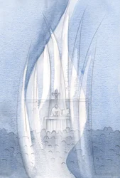 Os anjos adoram onde quer que Cristo esteja presente, independentemente da escuridão ou do frio., 2001 (w - c no papel)