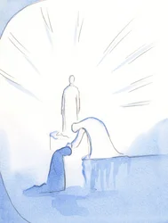 Como se curvasse em um pedestal, Nossa Senhora estendeu a mão e acariciou minha cabeça. Ela se delicia com aqueles que falam com alegria sobre ela aos outros, 2002 (w - c no papel)