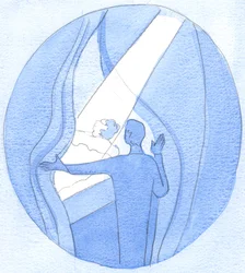 Por nossas orações fervorosas a Nossa Senhora, é como se afastássemos os fios das trevas, para deixar a luz do Céu brilhar sobre os necessitados, 2002 (w - c no papel)