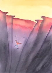 Pelas nossas sinceras intercessões, ajudamos a salvar as almas em pecado mortal que, se não mudarem, cairão no Inferno, 2004 (aguarela sobre papel)