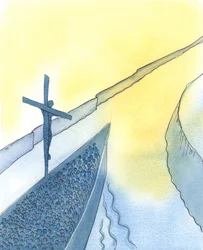 Pelo poder do Sacrifício de Cristo, durante a Santa Missa, Cristo perfura o Céu e nos traz todos para mais perto do Pai - assim como quando um grande navio entra em um estuário para trazer sua preciosa carga para casa.,