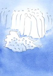 Cristo e os seus santos no céu olham com grande ternura para os seus amigos terrestres que meditam na sua Paixão, 2002 (w - c no papel)