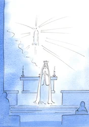 Cristo apareceu, no alto do santuário, e enviou Sua Mãe, para me dar algumas Boas Novas. &39;Nossa Senhora do Resgate&39; estava diante de mim, com uma coroa na cabeça, 2003 (w - c no papel)
