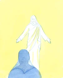 Cristo olhou para mim com imenso amor e ternura, enquanto expressava minha contrição e amor, 2003 (w - c no papel)