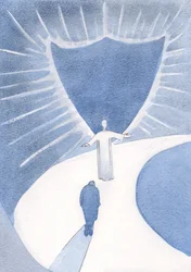 Cristo é o nosso guia, que agora nos protege da luz deslumbrante do Céu e nos prepara para a glória, 2000