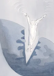 Cristo salta com amor nas profundas trevas de nossos corações., 2001 (w - c no papel)