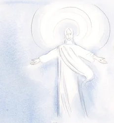 Cristo adora saudar Seus amigos na Sagrada Comunhão, 2000 (w - c no papel)