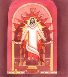 Cristo revelou-se a mim como Realmente Presente na Catedral de Westminster, em toda a Sua glória, tal como na minha igreja paroquial em casa, 2005 (aguarela sobre papel)