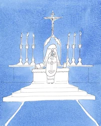 Cristo disse-me, a propósito da Missa Tridentina: "É Meu desejo que o Rito Antigo seja restaurado, e assim ajudar a restaurar a reverência em toda a terra", 2005 (aguarela sobre papel)