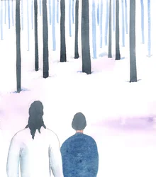 Cristo mostrou-me uma extensão de terra diante de mim, como um chão de floresta coberto de neve, 2005 (aguarela sobre papel)