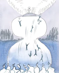 Cristo mostrou-me as centenas de pequenas figuras no grande panorama que se estende diante de mim, 2005 (aguarela sobre papel)