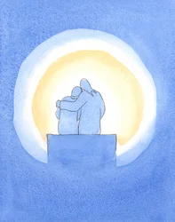 Cristo se senta ao nosso lado na &39;caverna&39; de nossas almas. Seu trabalho pode florescer se abrirmos espaço para ele lá., 2003 (w - c no papel)