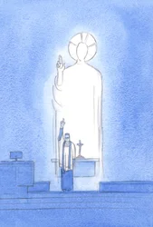 Cristo fala e age através dos seus sacerdotes, que abençoam e perdoam &39;in persona Christi capitis&39;, &39;na pessoa de Cristo, a Cabeça&39;, 2002 (w - c no papel)