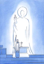 Cristo fala e age através dos seus sacerdotes, que abençoam e perdoam &39;in persona Christi capitis&39;, &39;na pessoa de Cristo, a Cabeça&39;, 2002 (w - c no papel)