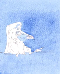 Cristo não me deixou rezar mais, quando eu estava exausto de dar uma palestra sobre Ele, 2004 (aguarela sobre papel)