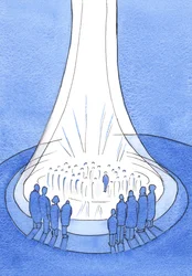 O sacrifício de Cristo - oferecido da terra - é como um farol de luz diante do céu, 2002 (w - c no papel)