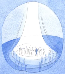 O sacrifício de Cristo - oferecido da terra - é como um farol de luz diante do céu, 2002 (w - c no papel)