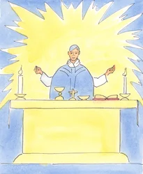 Deus recebe a maior honra quando o desejo supremo do sacerdote na missa é dar-lhe glória através de uma oferta reverente do Santo Sacrifício, 2004 (w - c no papel)