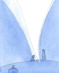 Deus Filho nasceu da Santíssima Virgem Maria, 2005 (aguarela sobre papel)