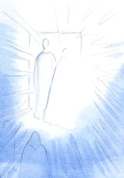A porta do céu se abriu, parecia, em oração, em um aniversário especial, para revelar os amigos do céu, e a glória do céu, 2002 (w - c no papel)