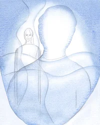 Eu vi a Presença Radiante de Cristo, por trás dos meus pensamentos e memórias, 2000 (w - c no papel)