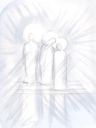 Vi Jesus claramente, Sua Santa Mãe ao Seu lado e São José ao Seu lado. Cristo os dá a nós, como ajudantes e exemplos, 2000 (w - c no papel)