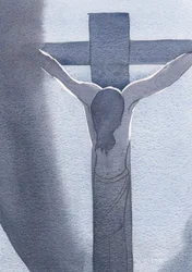 Eu vi Jesus, crucificado e ensanguentado, cabeça inclinada em tormento. Foi para lá que o amor O trouxe, 2000 (w - c no papel)