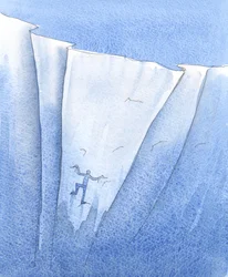 Vi uma pessoa agarrada à parede do Abismo, lançando insultos em direção a Cristo, mas correndo o risco - ao menor movimento violento - de cair nas profundezas, 2004 (aguarela sobre papel)
