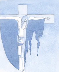 Eu vi que o grande derramamento da graça de Deus foi possibilitado pela oferta sangrenta do corpo partido no Calvário de 2000 (w - c no papel)