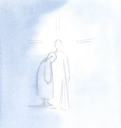 Eu vi a alma desta mulher que havia morrido ao lado de Cristo, alegre e em paz, após o término da purificação do Purgatório em 2000 (w - c no papel)
