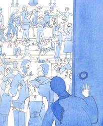 Se pessoas de outras religiões olhassem para algumas das nossas igrejas barulhentas, acreditariam - perguntou Cristo - que a nossa afirmação é verdadeira: que Cristo, nosso Deus, é aí adorado e está presente, 2005 (aguarela sobre papel)