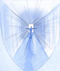 Na jornada pela morte e morte (como por um corredor luminoso), a alma nua confia no Espírito Santo interior, 2001 (w - c no papel)