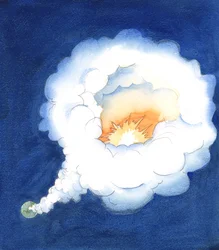 É como se, muito acima da terra, a Divindade tivesse no seu coração um oásis de luz, 2005 (aguarela sobre papel)