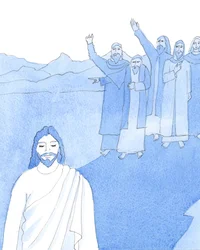É possível suportar a dor constante "lado a lado" com a alegria espiritual, como o próprio Jesus experimentou na vida terrena, 2005 (aguarela sobre papel)
