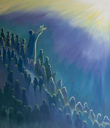 É através de Jesus, que intercede por nós na Santa Missa, que a nossa oração sobe ao Pai, no Espírito, 2000 (óleo a bordo)